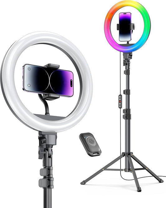 Ring Light with Stand 72'' Tall & 2 Phone